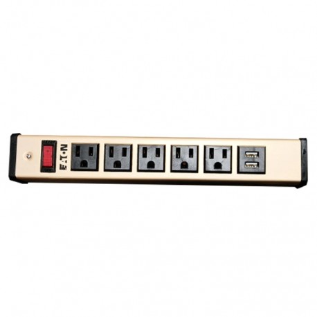 Barra Multicontactos 5 Salidas + 2 Puertos USB 2P 3H | Nema 5-15 15A | Eaton